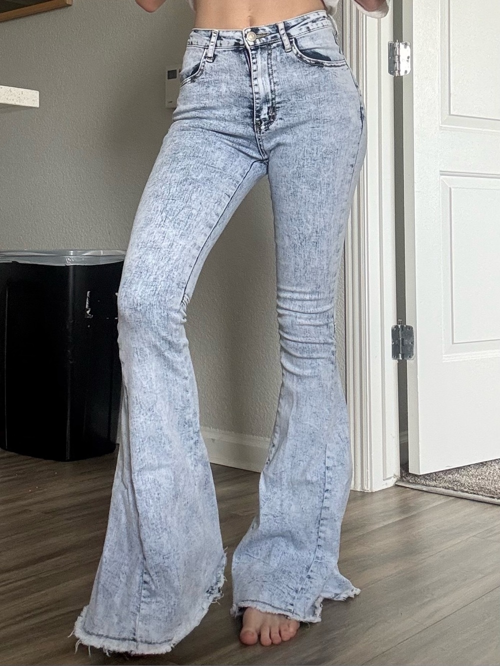 Altar’d State Light Acid-Wash Flared Jeans